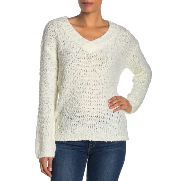 Susina Sweaters - ☘️Susina Fluffy V Neck Boucle Knit Sweater